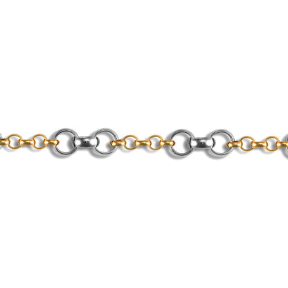 Ladies 9ct Yellow and White Gold  Belcher 4mm & 7mm Gauge Bracelet - JBB326