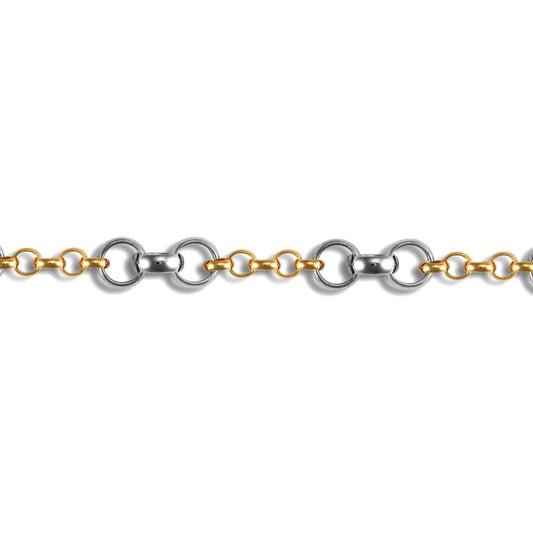 Ladies 9ct Yellow and White Gold  Belcher 4mm & 7mm Gauge Bracelet - JBB326