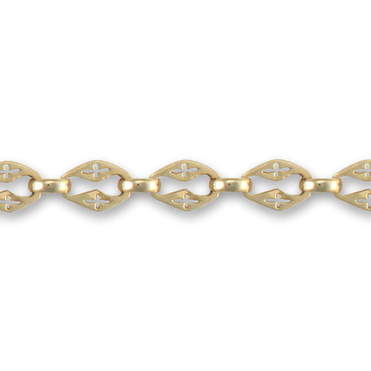 9ct Gold  Fantasy 8mm Chain Bracelet, 7.5 inch - JBB330