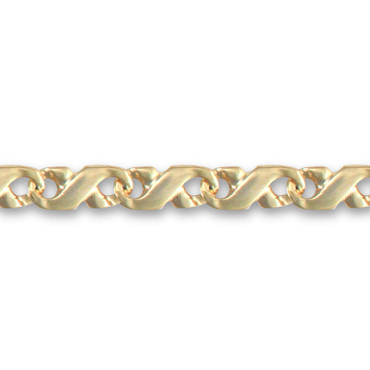 9ct Gold  Aleph Ribbon Infinity 5mm Chain Bracelet 7.5 inch 19cm - JBB333