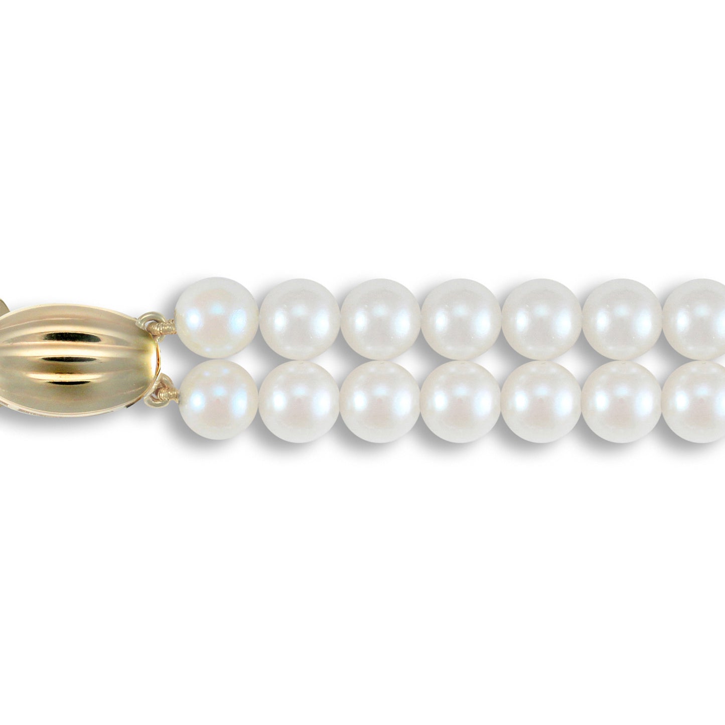 9ct Gold  Clasp Akoya Pearl Double Row Bracelet 5.5-6mm 7.5 inch - JBB342