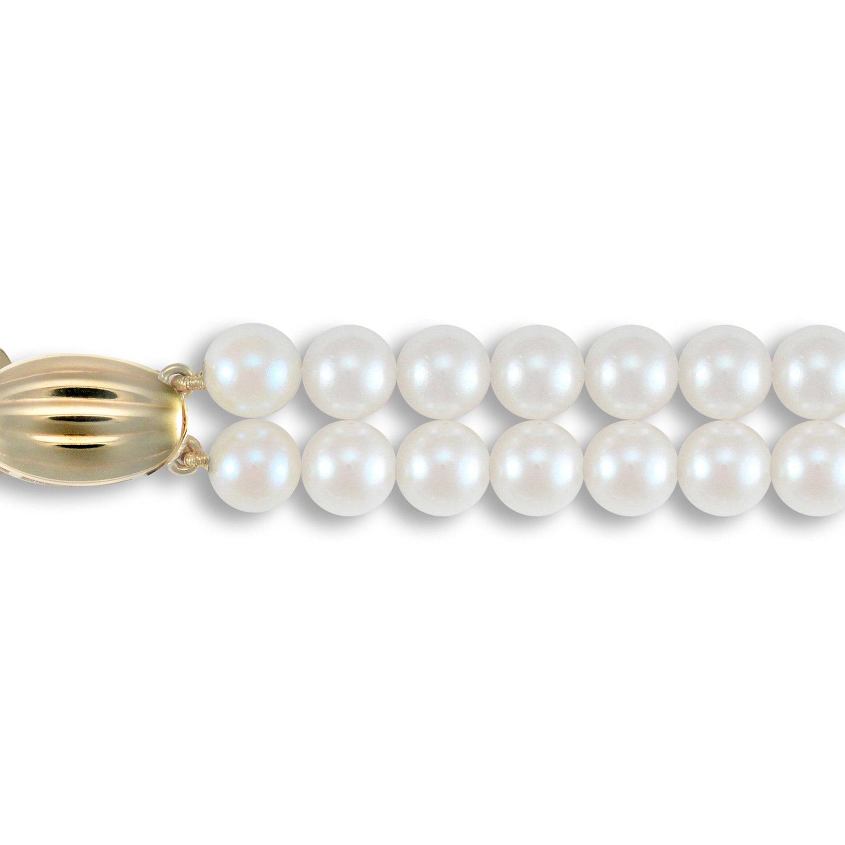 9ct Gold  Clasp Akoya Pearl Double Row Bracelet 5.5-6mm 7.5 inch - JBB342