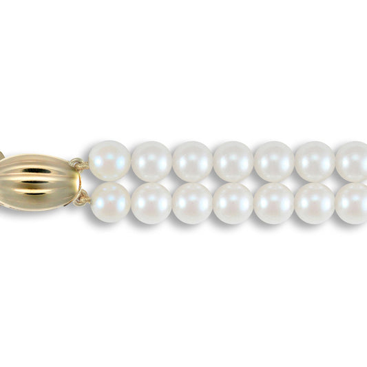 9ct Gold  Clasp Akoya Pearl Double Row Necklace 5.5-6mm - JBB342
