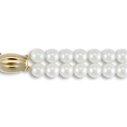 9ct Gold  Clasp Akoya Pearl Double Row Bracelet 5.5-6mm 7.5 inch - JBB342