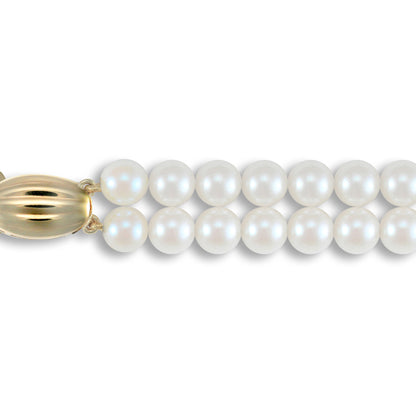9ct Gold  Clasp Akoya Pearl Double Row Necklace 5.5-6mm - JBB342