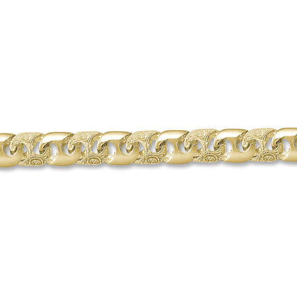 Mens 9ct Gold  Bali Link 12mm Cast Chain Necklace - JBB343