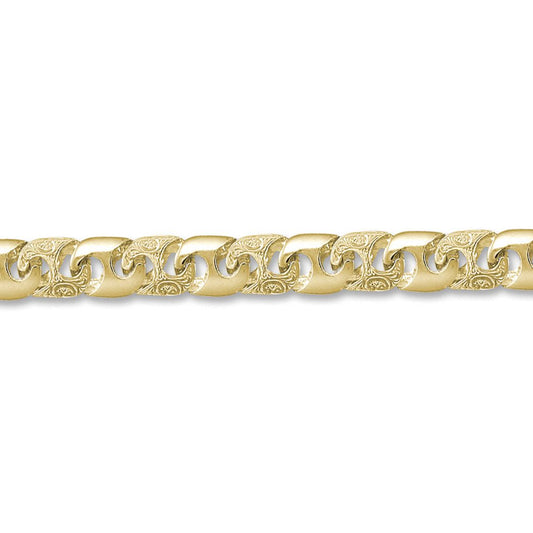 Mens 9ct Gold  Bali Link 12mm Cast Chain Necklace - JBB343