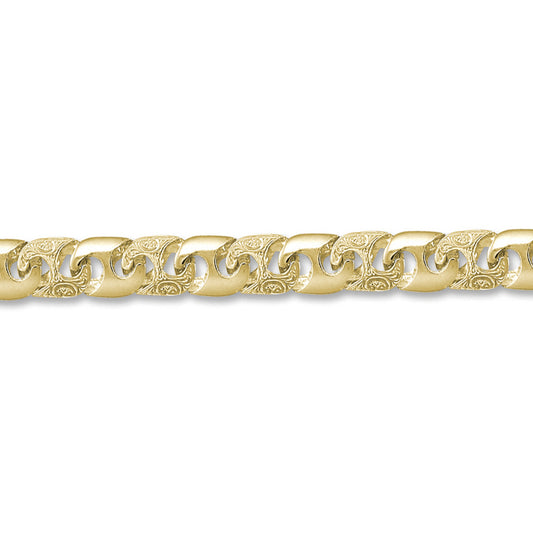 Mens 9ct Gold  Bali Link 12mm Cast Chain Bracelet, 9 inch - JBB343