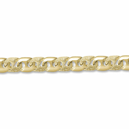 Mens 9ct Gold  Bali Link 12mm Cast Chain Bracelet, 9 inch - JBB343