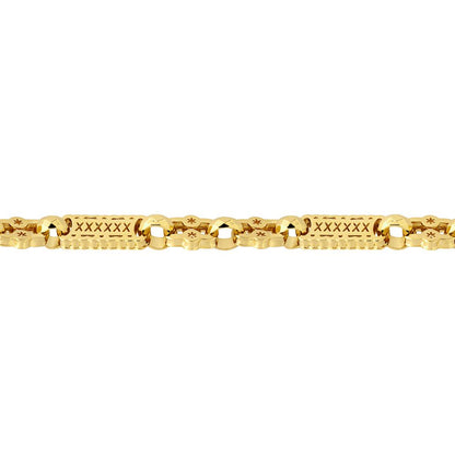 9ct Gold  Rolling Stars & Bars 10mm Chain Link Bracelet 7.5inch - JBB361A