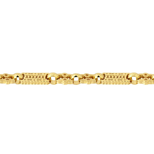 9ct Gold  Rolling Stars & Bars 10mm Chain Link Bracelet 7.5inch - JBB361A