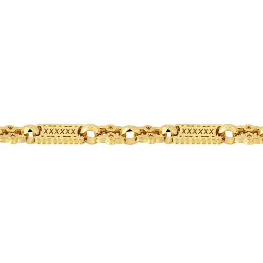9ct Gold  Rolling Stars & Bars 10mm Chain Link Necklace - JBB361A