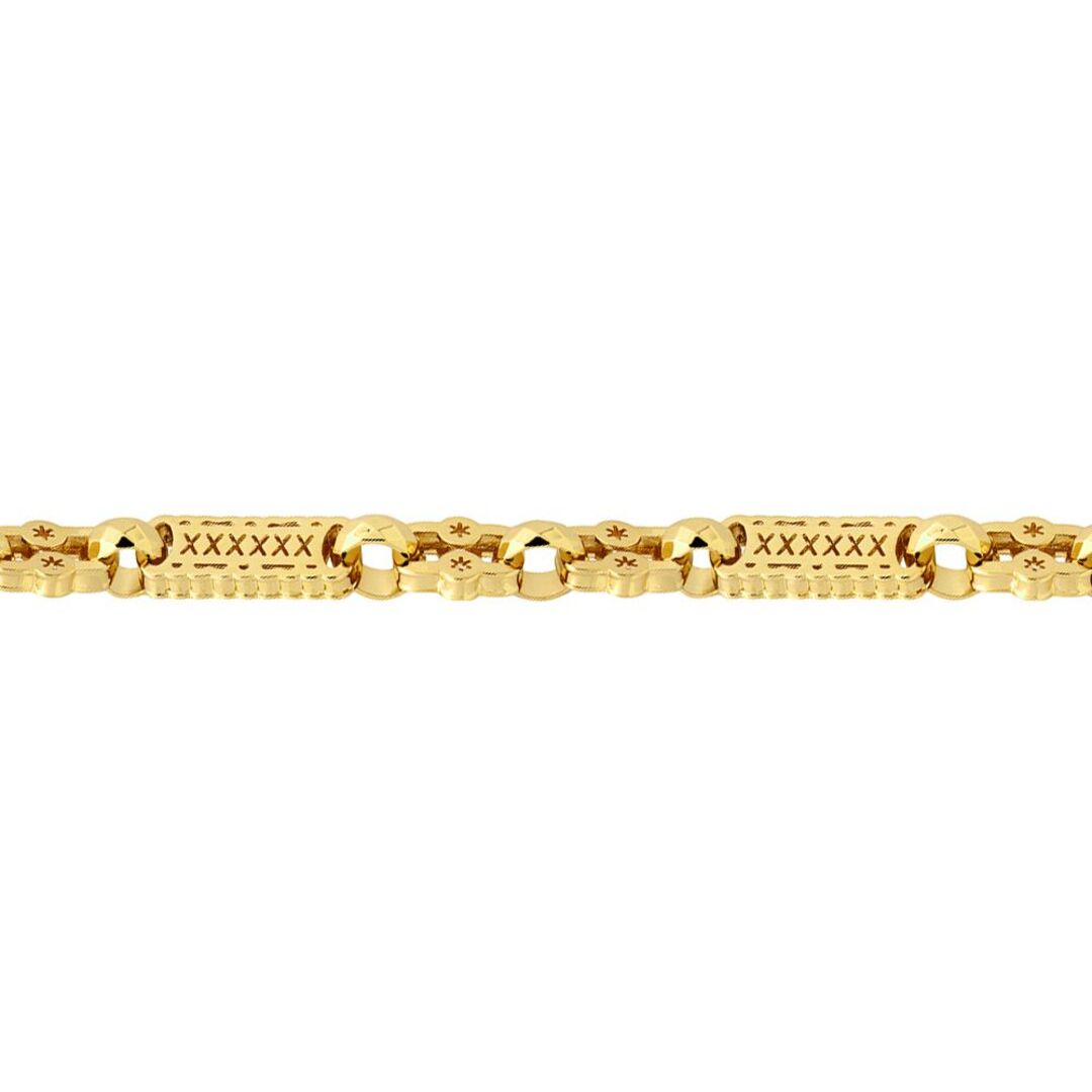 9ct Gold  Rolling Stars & Bars 10mm Chain Link Bracelet 7.5inch - JBB361A