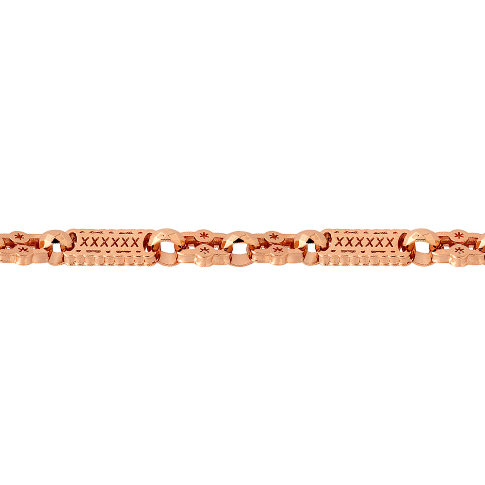 9ct Rose Gold  Rolling Stars & Bars 10mm Chain Bracelet 7.5inch - JBB361