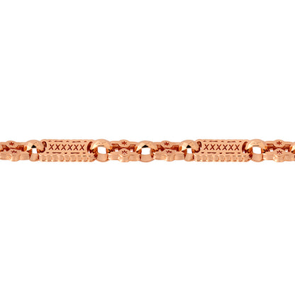 9ct Rose Gold  Rolling Stars & Bars 10mm Chain Bracelet 7.5inch - JBB361