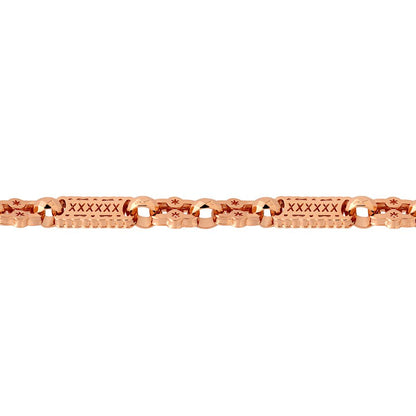 9ct Rose Gold  Rolling Stars & Bars 10mm Chain Bracelet 7.5inch - JBB361