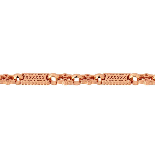 9ct Rose Gold  Rolling Stars & Bars 10mm Chain Bracelet 7.5inch - JBB361