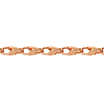 9ct Rose Gold  Dutch Carved Tulip 10mm Chain Link Bracelet 7.5inch - JBB362