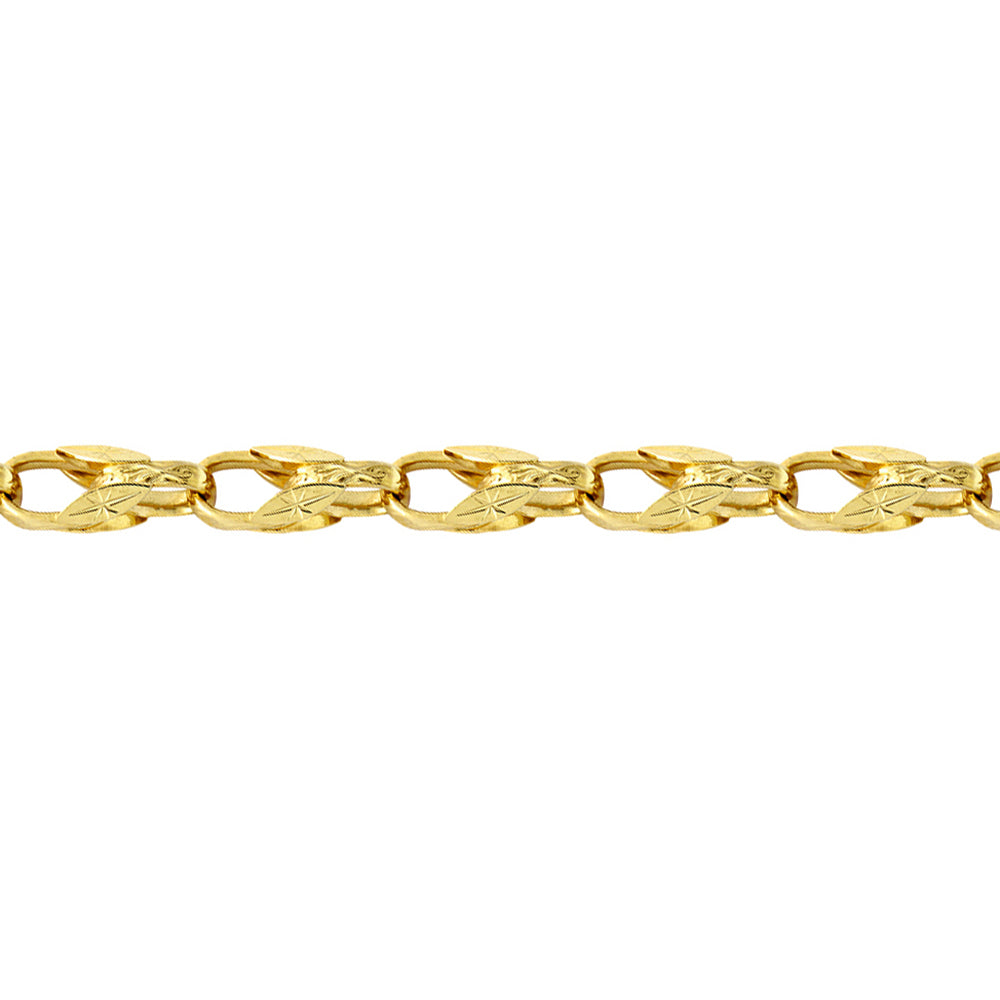 9ct Gold  Dutch Carved Tulip 10mm Chain Link Bracelet 7.5inch 19cm - JBB362A