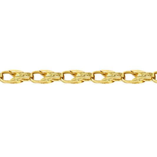 9ct Gold  Dutch Carved Tulip 10mm Chain Link Bracelet 7.5inch 19cm - JBB362A