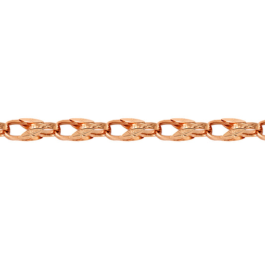 9ct Rose Gold  Dutch Carved Tulip 10mm Chain Link Necklace - JBB362