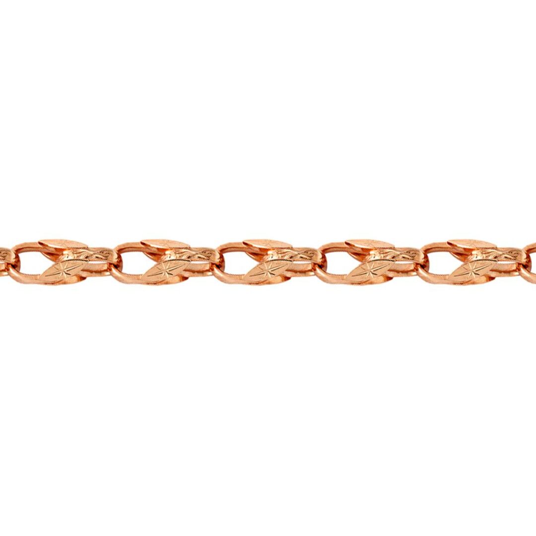 9ct Rose Gold  Dutch Carved Tulip 10mm Chain Link Bracelet 7.5inch - JBB362
