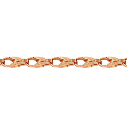 9ct Rose Gold  Dutch Carved Tulip 10mm Chain Link Bracelet 7.5inch - JBB362