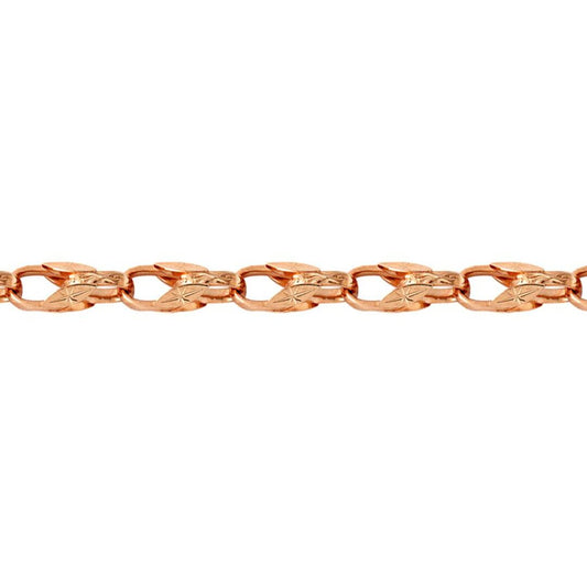 9ct Rose Gold  Dutch Carved Tulip 10mm Chain Link Bracelet 7.5inch - JBB362