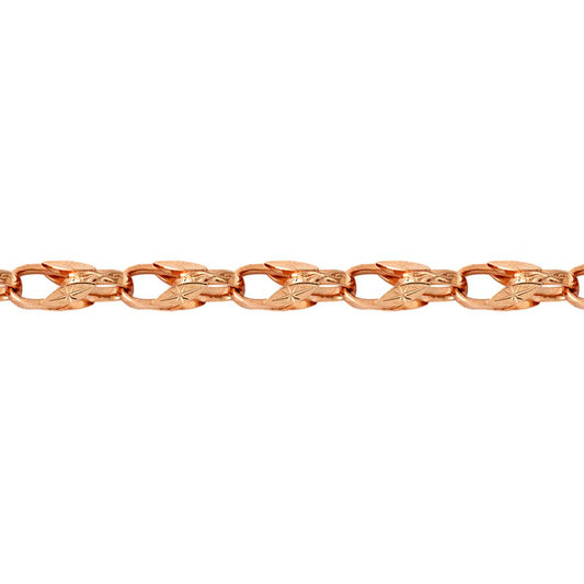 9ct Rose Gold  Dutch Carved Tulip 10mm Chain Link Bracelet 7.5inch - JBB362