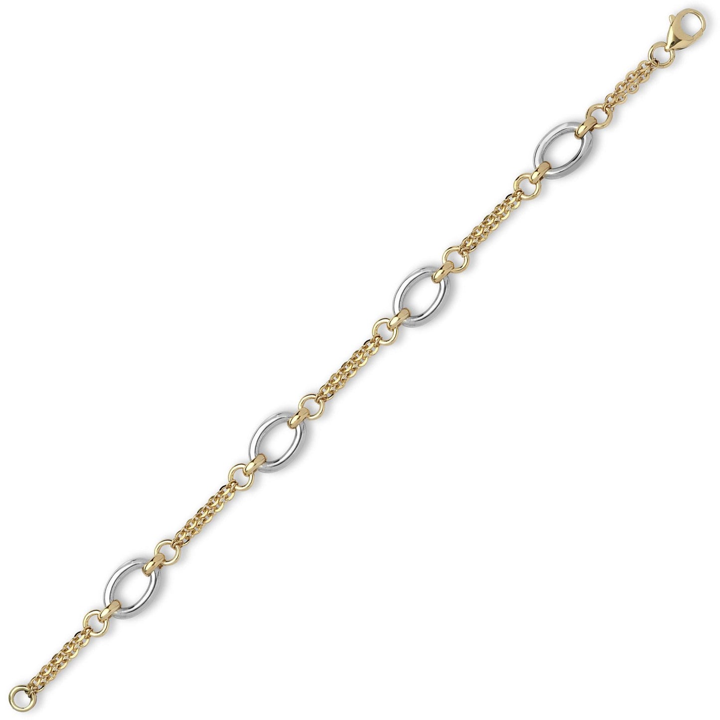 9ct 2-Colour Gold  Oval Double Belcher 9mm Chain Link Necklace - JBB363