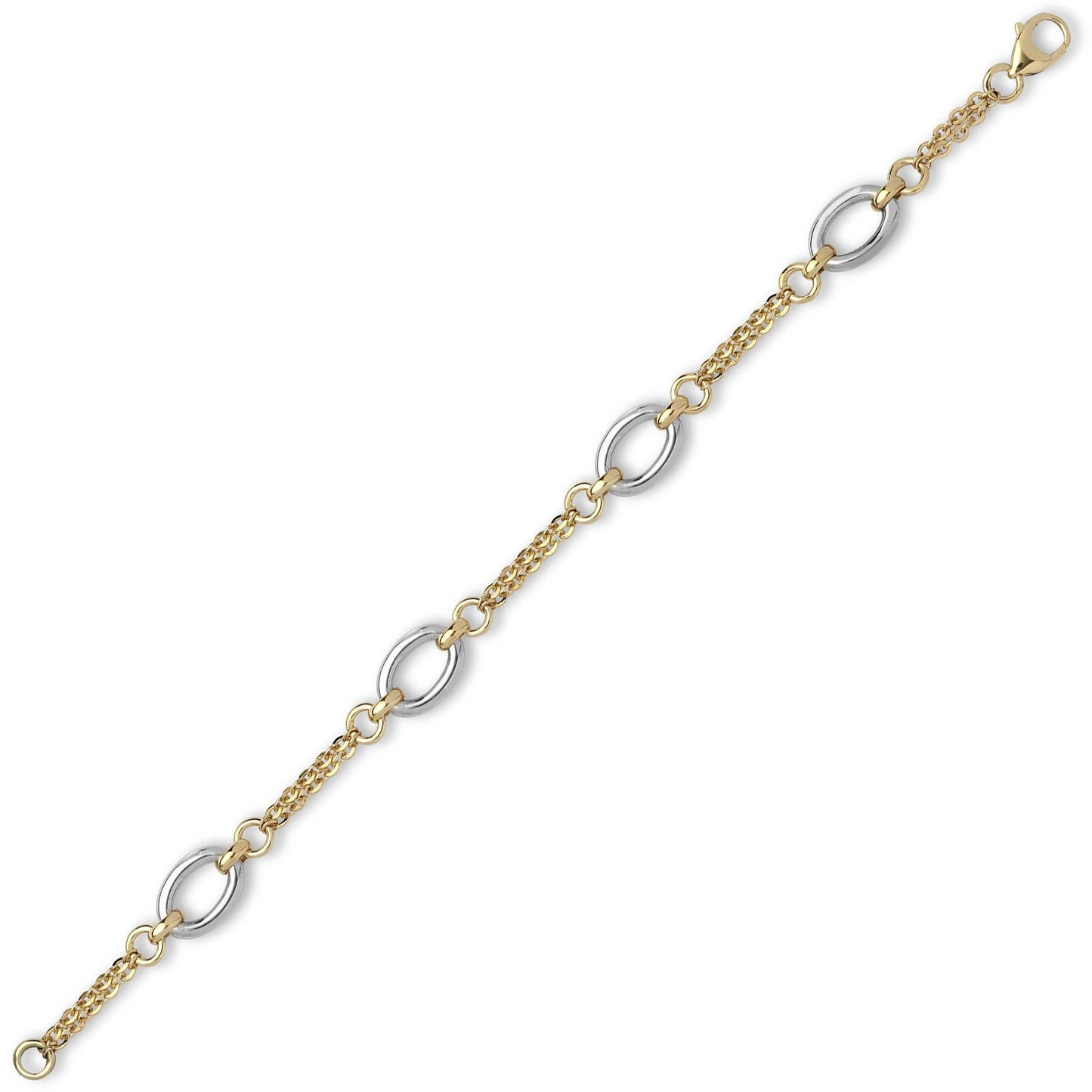 9ct 2-Colour Gold  Oval Double Belcher 9mm Chain Link Necklace - JBB363