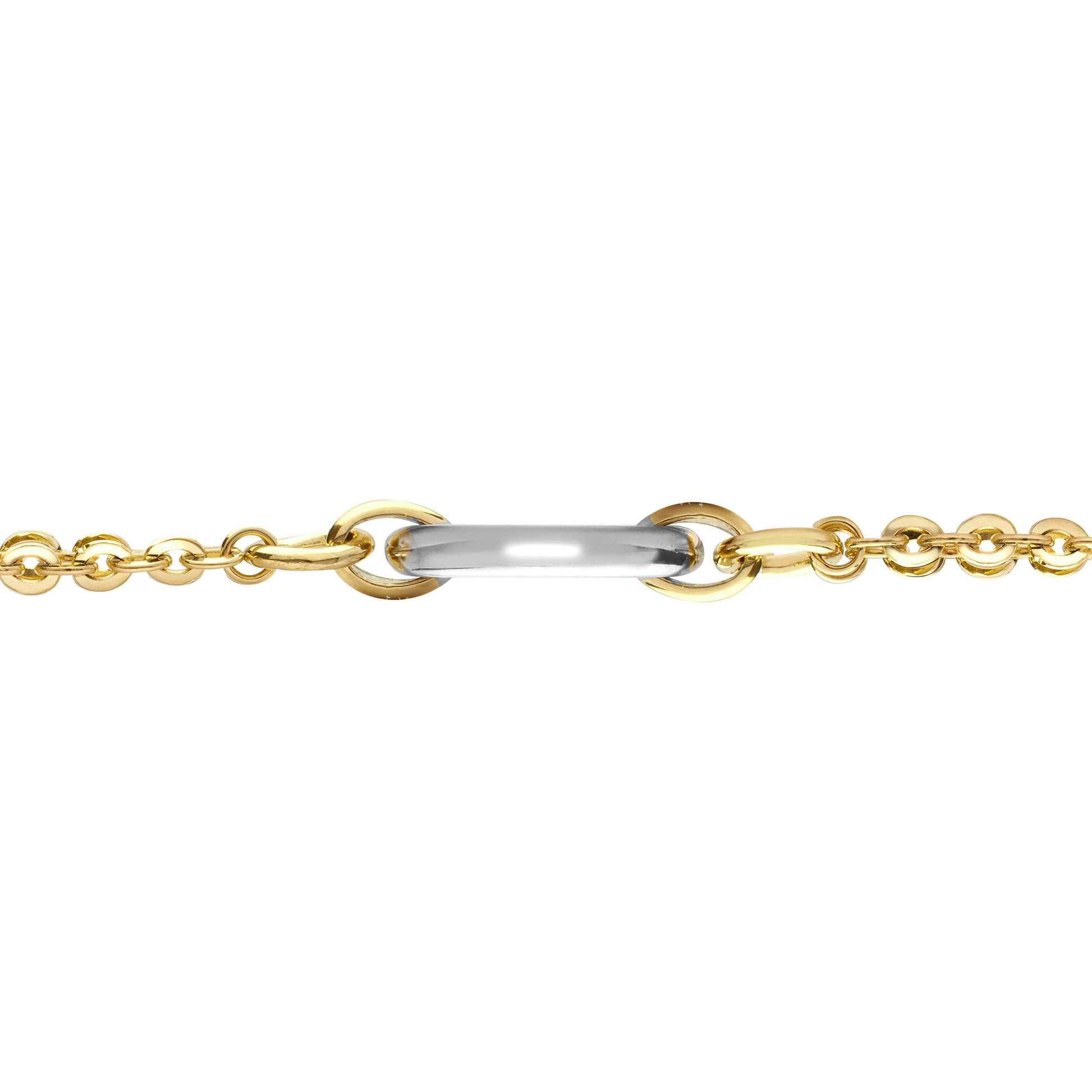 9ct 2-Colour Gold  Oval Double Belcher 9mm Chain Bracelet 7.5inch - JBB363