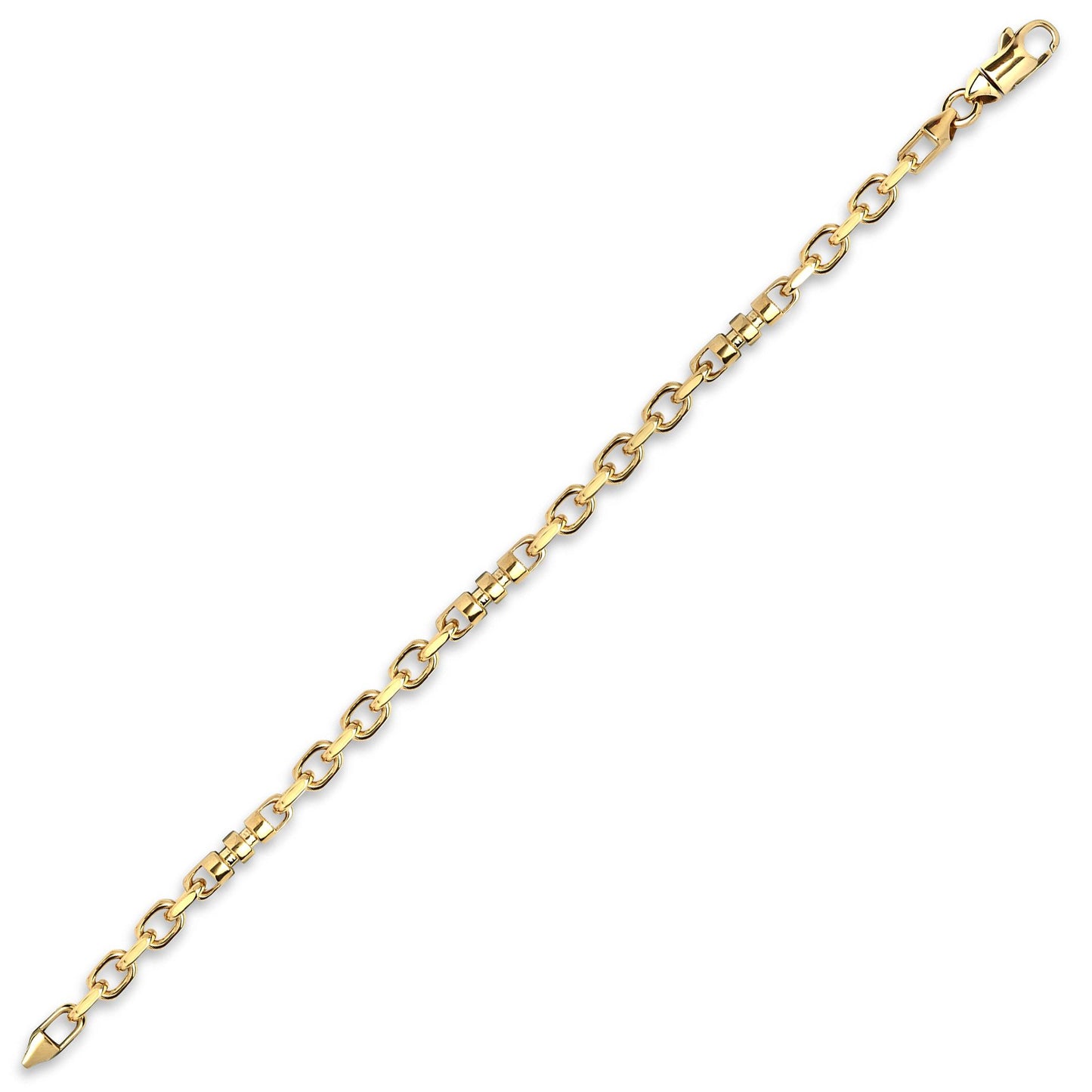 9ct Gold  Spindle Oval 5mm Belcher Bracelet, 7.5 inch 19cm - JBB364