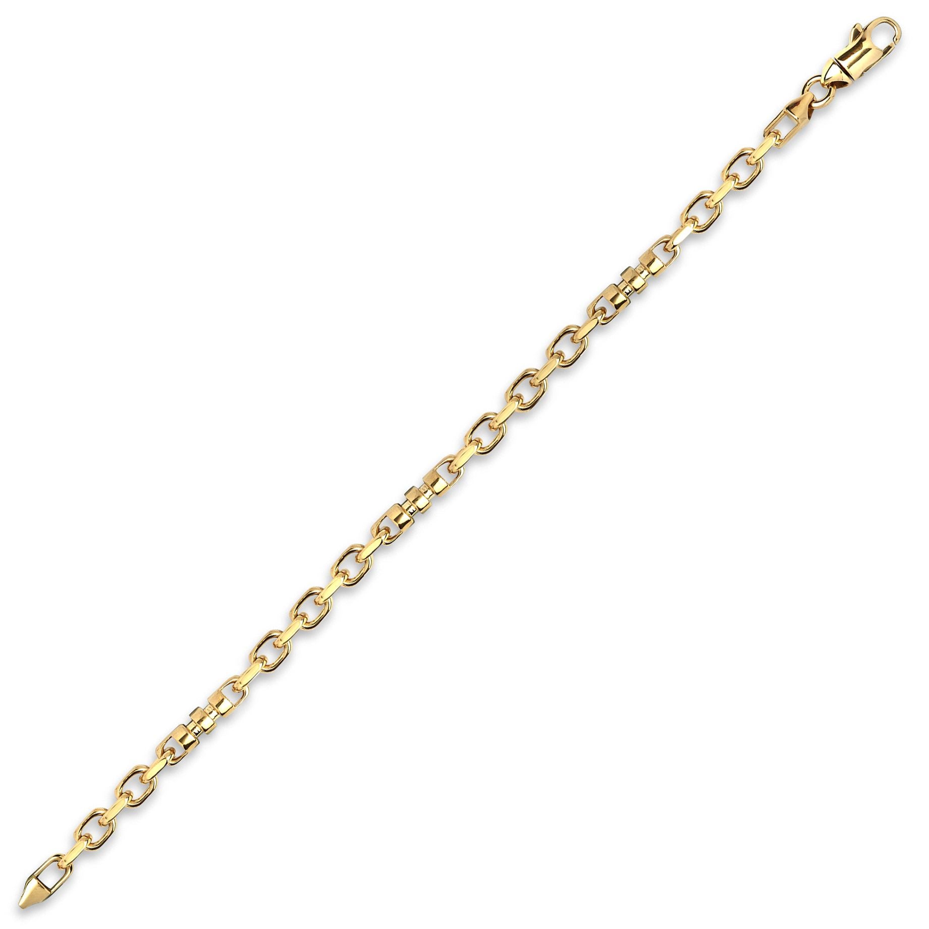 9ct Gold  Spindle Oval 5mm Belcher Bracelet, 7.5 inch 19cm - JBB364