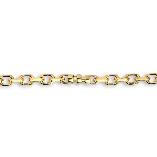 9ct Gold  Spindle Oval 5mm Belcher Bracelet, 7.5 inch 19cm - JBB364