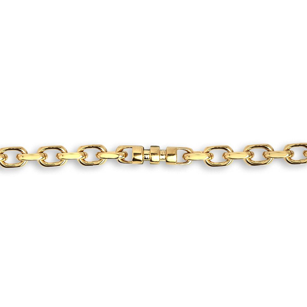 9ct Gold  Spindle Oval 5mm Belcher Bracelet, 7.5 inch 19cm - JBB364