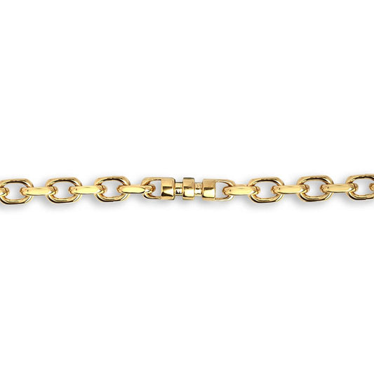9ct Gold  Spindle Oval 5mm Belcher Bracelet, 7.5 inch 19cm - JBB364