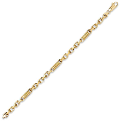 9ct Gold  Spindle Screw Oval 5.5mm Belcher Bracelet, 7.5 inch 19cm - JBB365