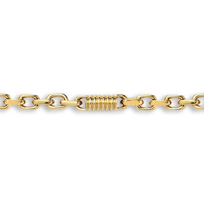 9ct Gold  Spindle Screw Oval 5.5mm Belcher Bracelet, 7.5 inch 19cm - JBB365