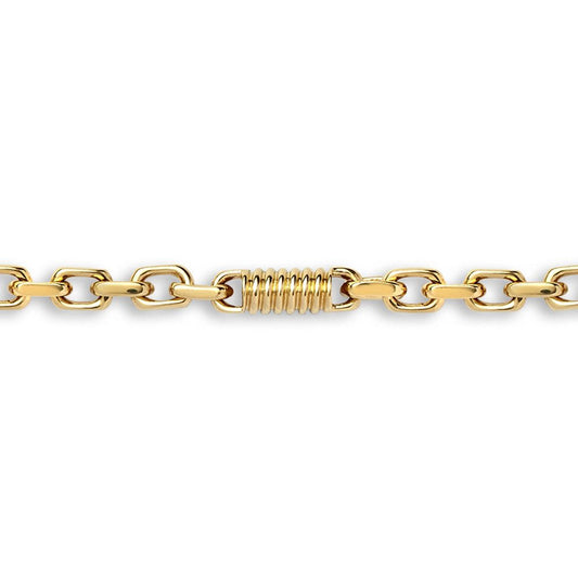 9ct Gold  Spindle Screw Oval 5.5mm Belcher Bracelet, 7.5 inch 19cm - JBB365