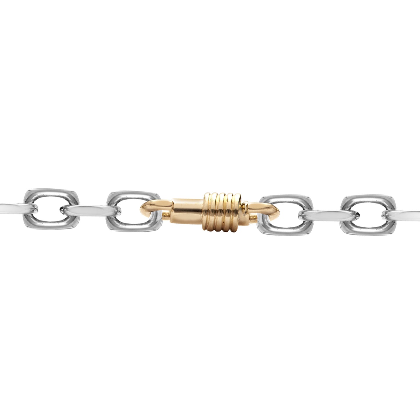 9ct 2-Colour Gold  Spindle Screw Oval 5mm Belcher Bracelet 7.5inch - JBB366