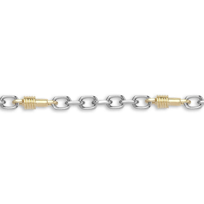 9ct 2-Colour Gold  Spindle Screw Oval 7mm Belcher Bracelet 7.5inch - JBB367