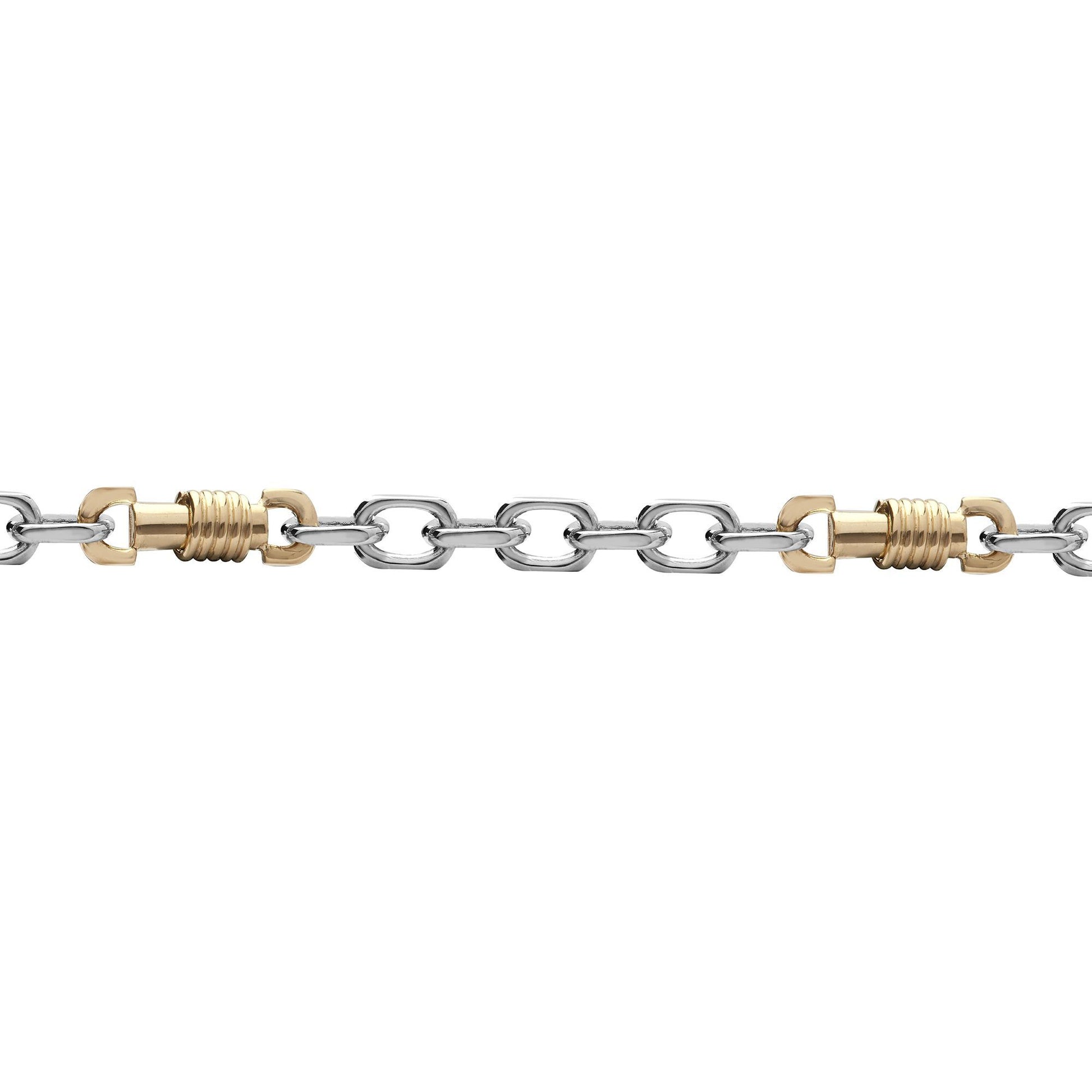 9ct 2-Colour Gold  Spindle Screw Oval 7mm Belcher Bracelet 7.5inch - JBB367