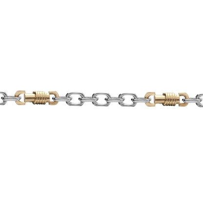 9ct 2-Colour Gold  Spindle Screw Oval 7mm Belcher Bracelet 7.5inch - JBB367
