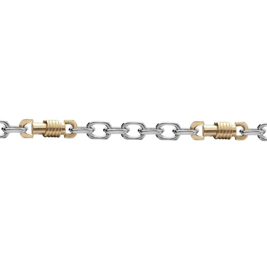 9ct 2-Colour Gold  Spindle Screw Oval 7mm Belcher Bracelet 7.5inch - JBB367