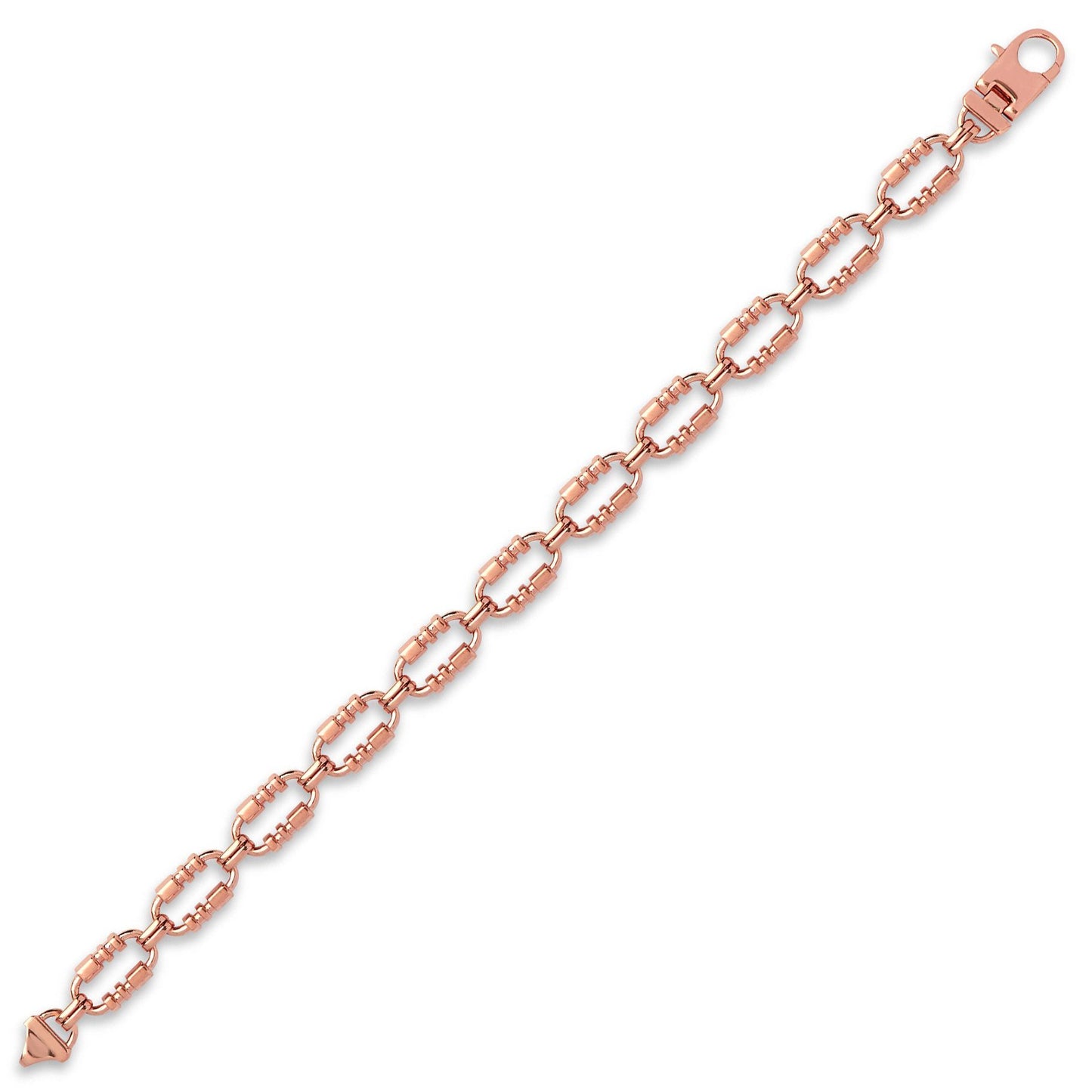 9ct Rose Gold  Oval Trumpet Cornet Pipe 8mm Chain Link Necklace - JBB368