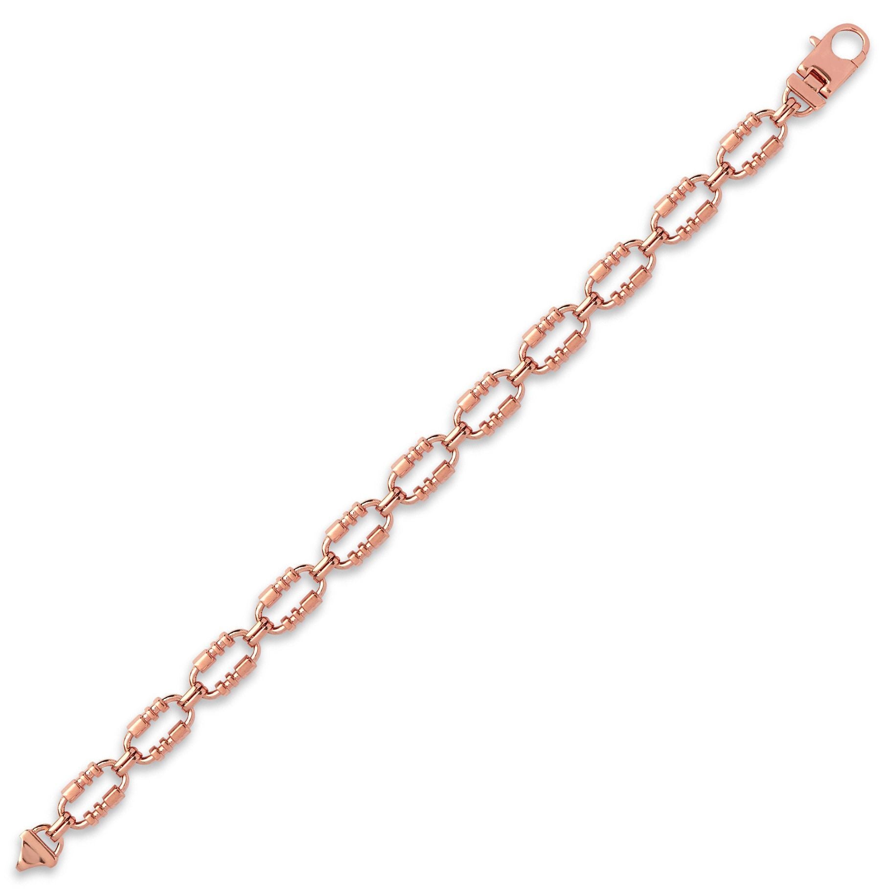 9ct Rose Gold  Oval Trumpet Cornet Pipe 8mm Chain Link Necklace - JBB368
