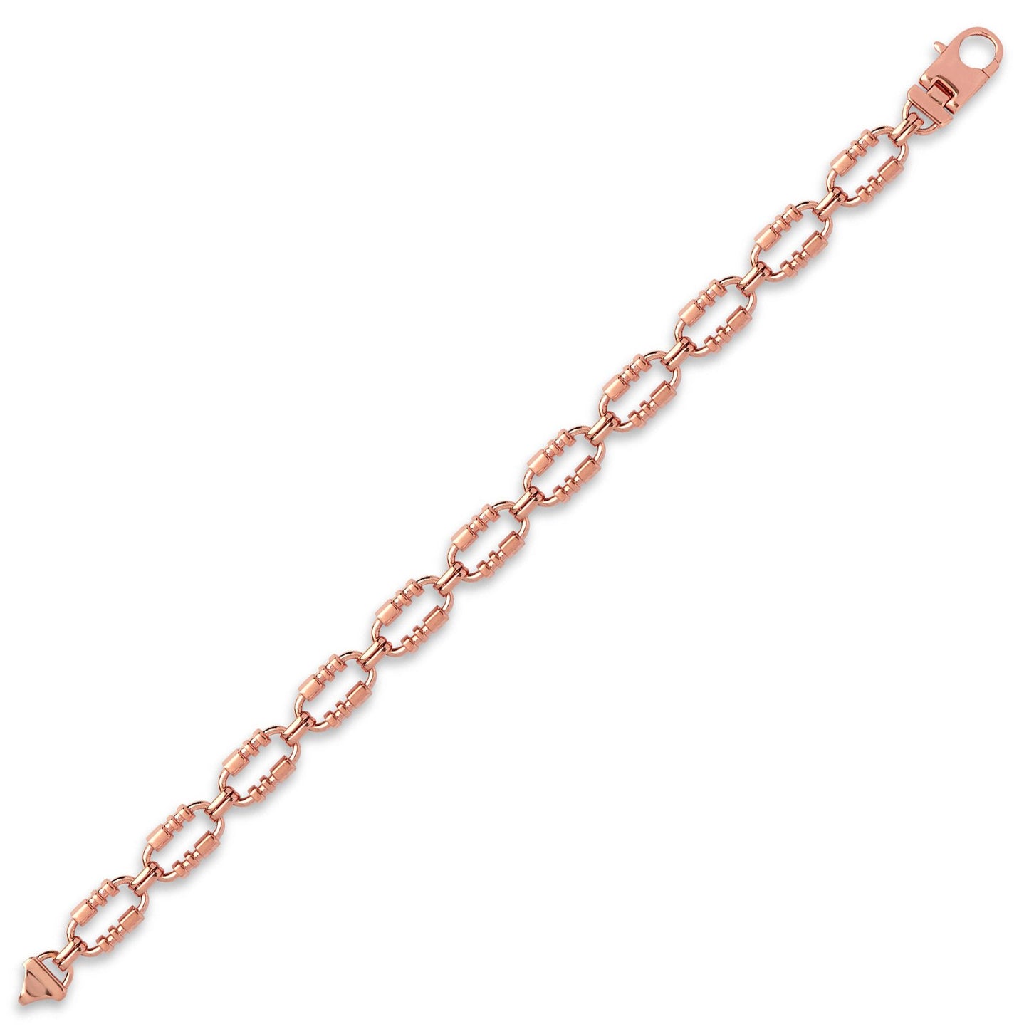 9ct Rose Gold  Oval Trumpet Cornet Pipe 8mm Chain Bracelet 7.5inch - JBB368