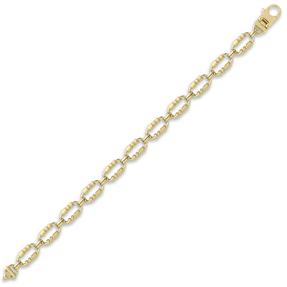 9ct Gold  Oval Trumpet Cornet Pipe 8mm Chain Link Bracelet 7.5inch - JBB368A