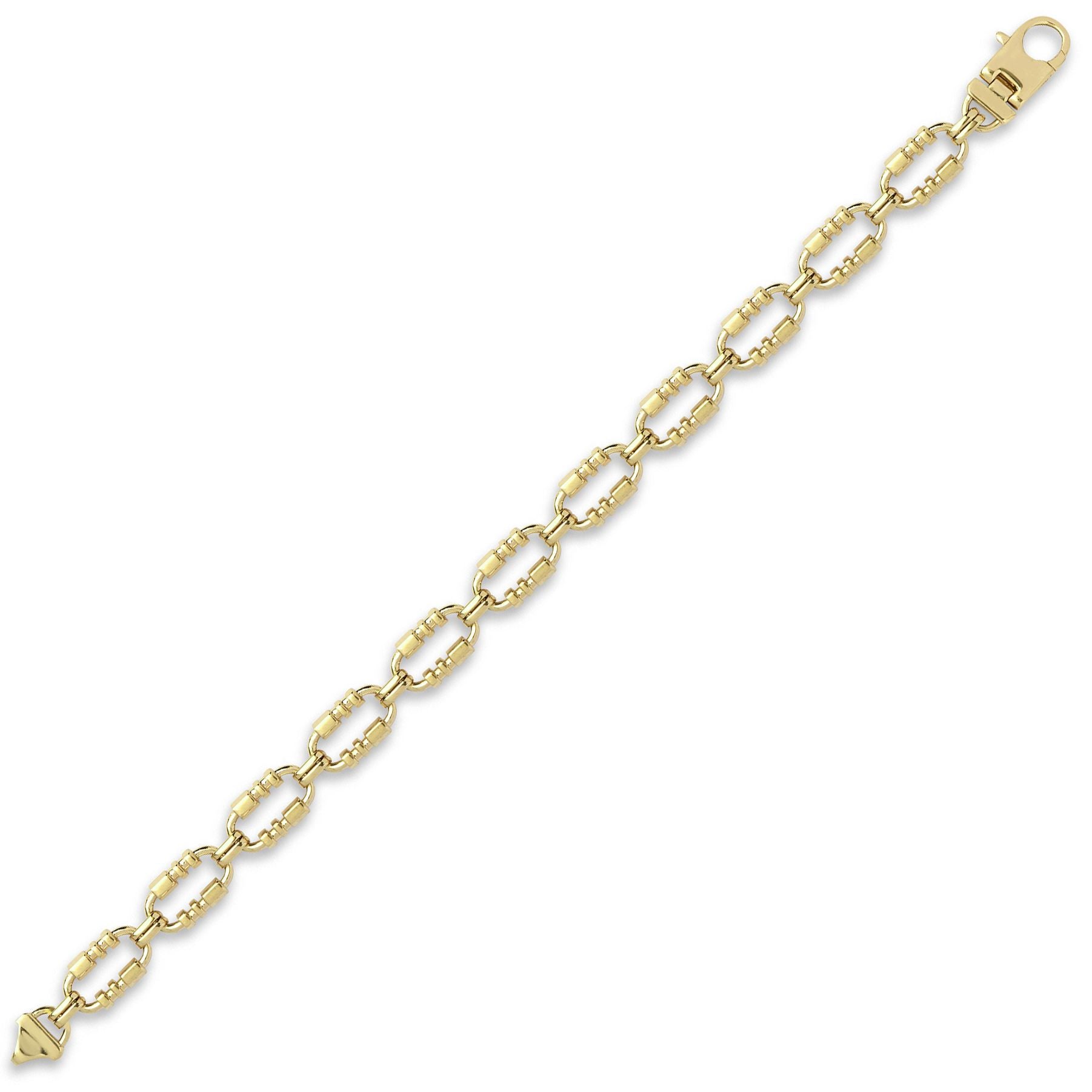 9ct Gold  Oval Trumpet Cornet Pipe 8mm Chain Link Necklace - JBB368A